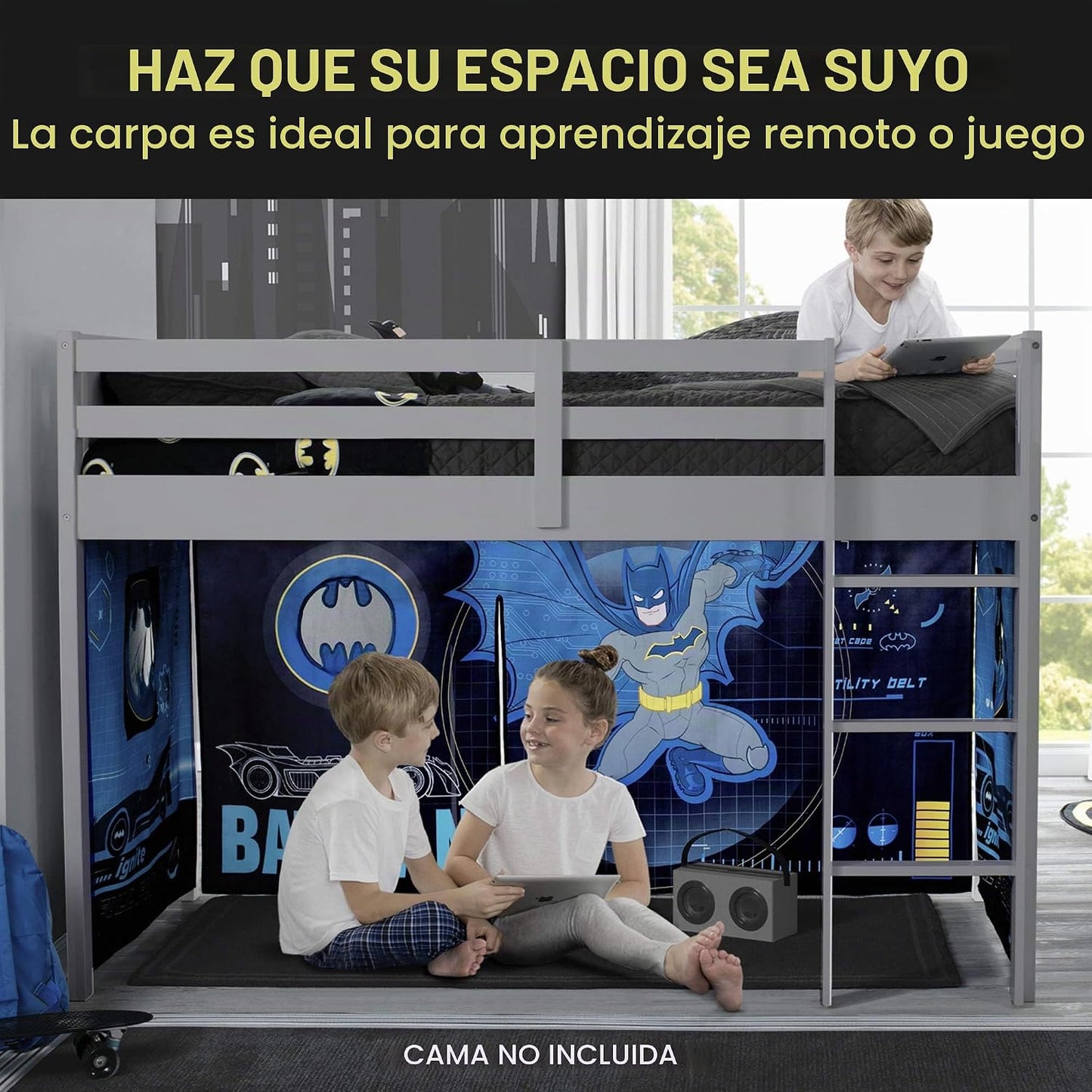 Delta Children Batman Loft Bed Tent - Juego de cortinas para cama b...
