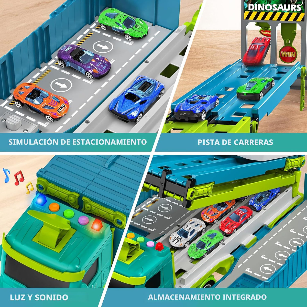 Juguetes de Pista de Carreras con Camión Transportador para Niños P...