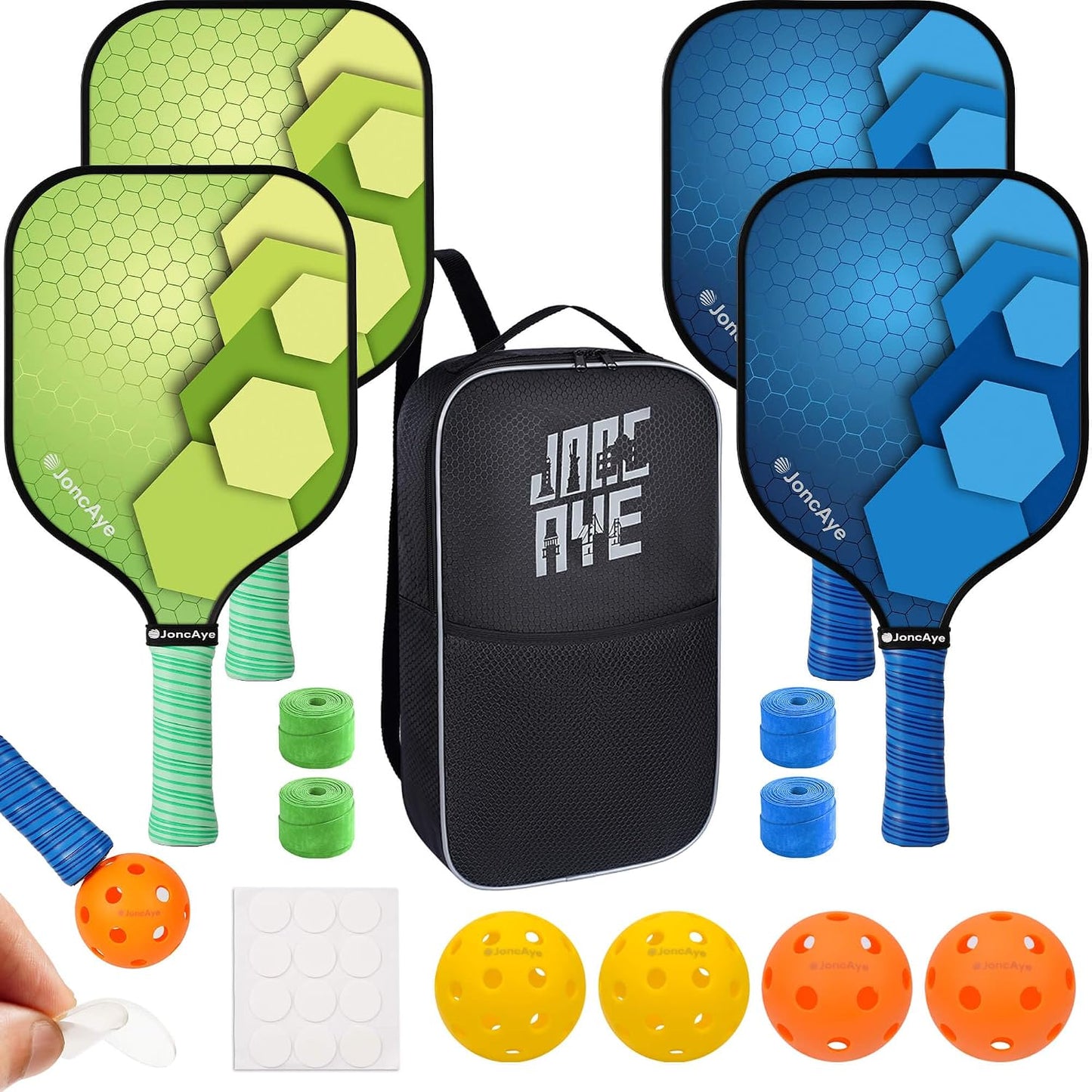 JoncAye Pickleball Paddles Juego de 4 o 2, raquetas de fibra de vid...