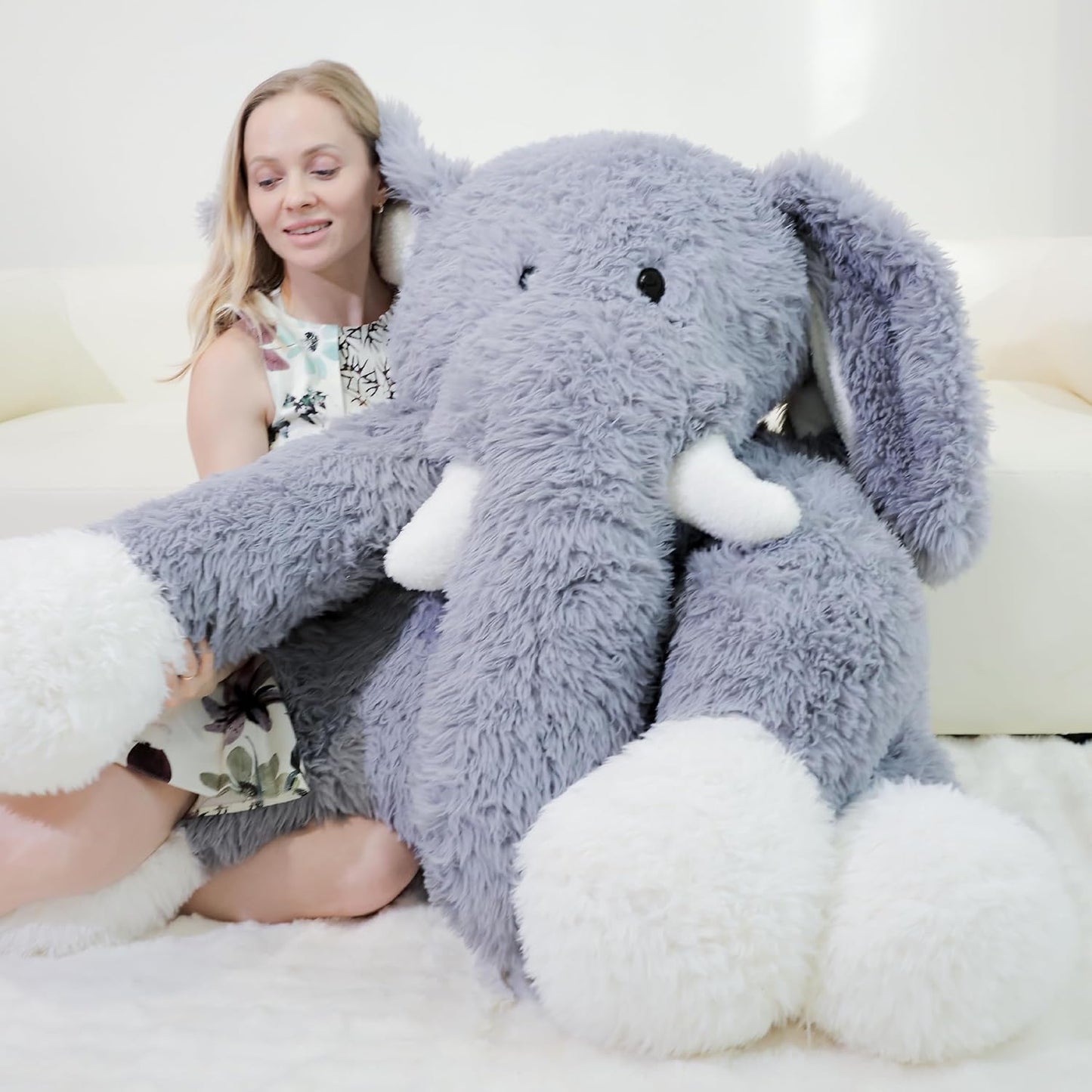 Jrystar Animales de peluche de elefante gigante, juguetes de peluch...