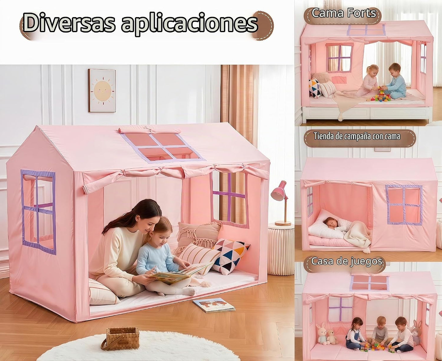 WANFASO Tienda de campaña para cama individual interior con dosel p...
