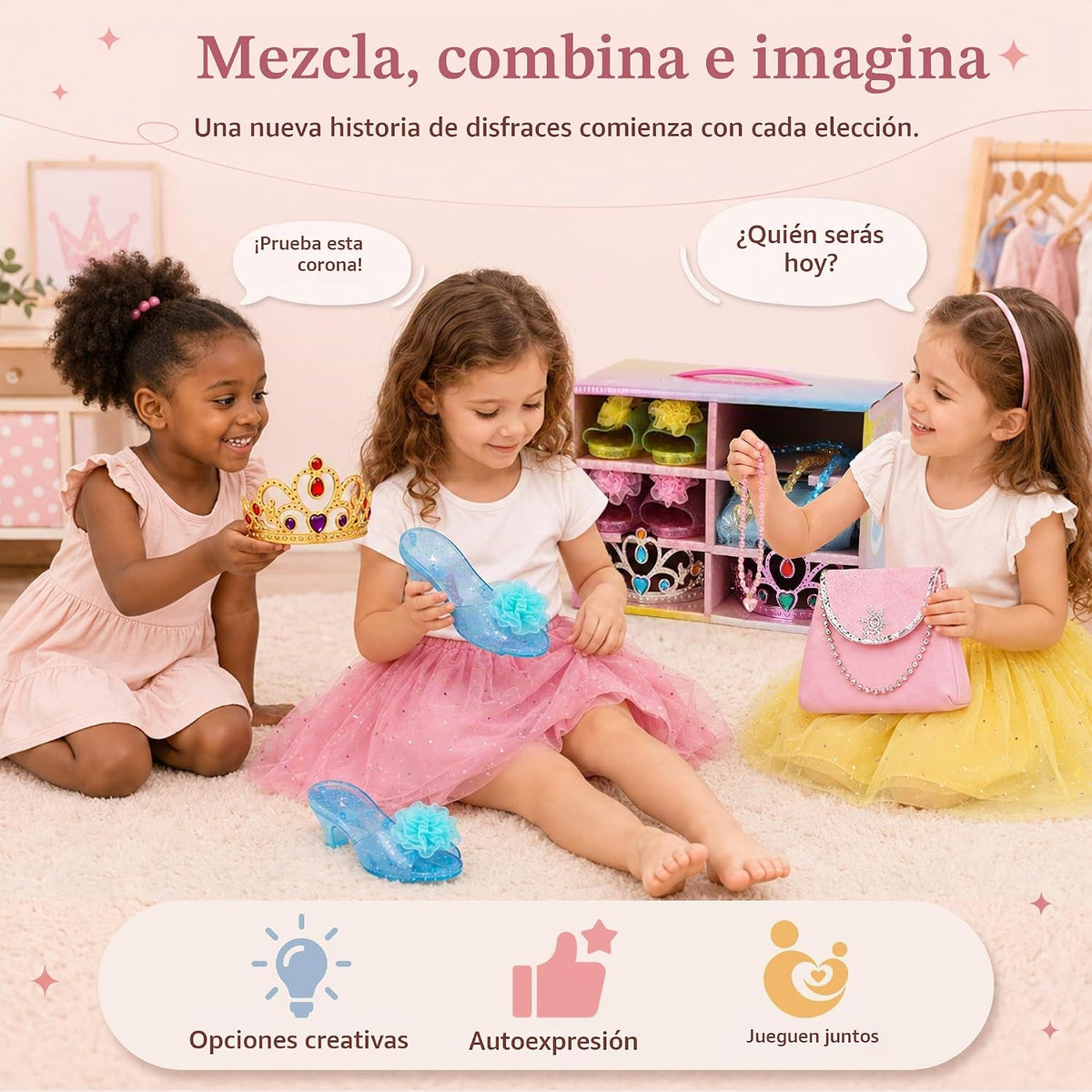 Conjunto de vestir de princesa Meland para niñas de 3 a 6 años con...