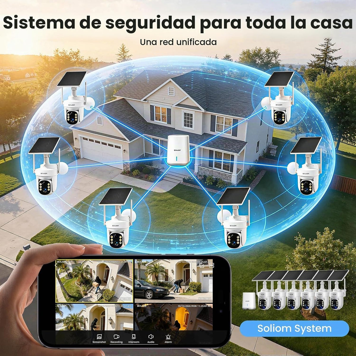 SOLIOM Cámaras de seguridad inalámbricas para exteriores, sistema d...