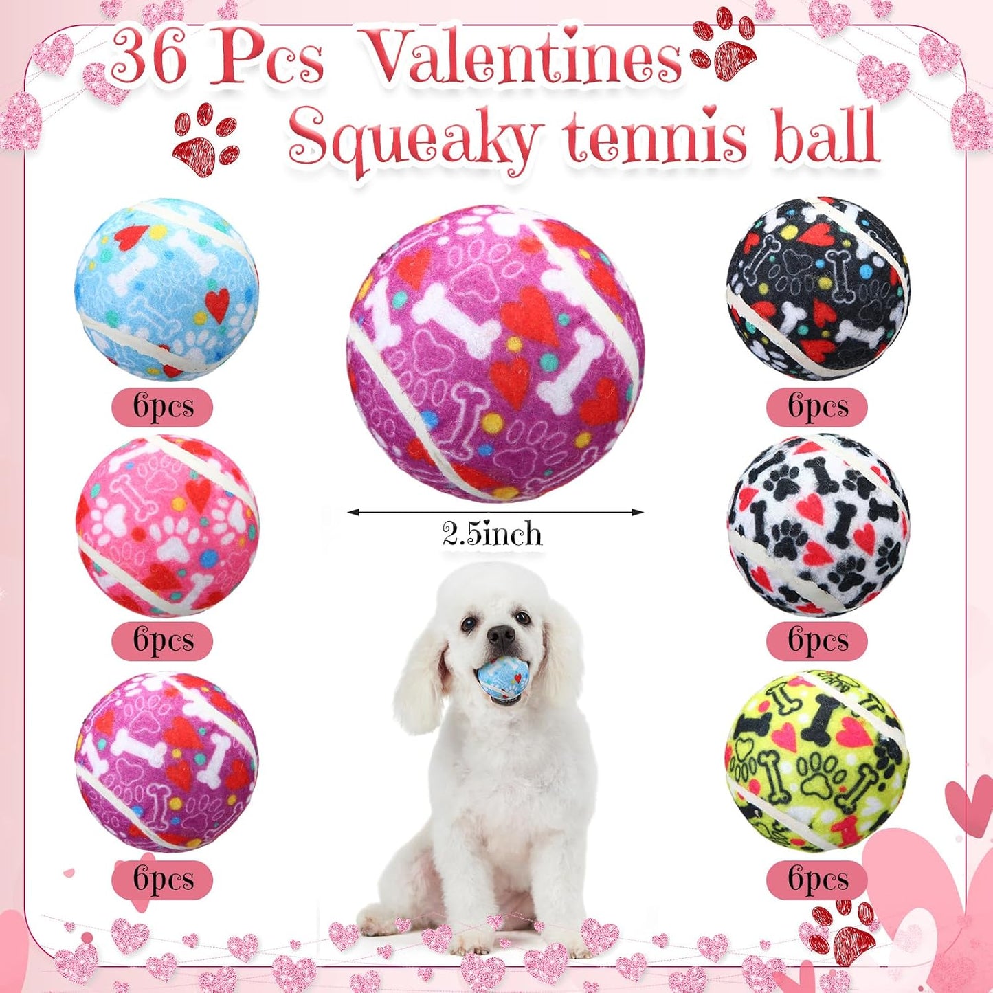 Suilung 36 pelotas de tenis chirriantes para perros de 2.5 pulgadas...
