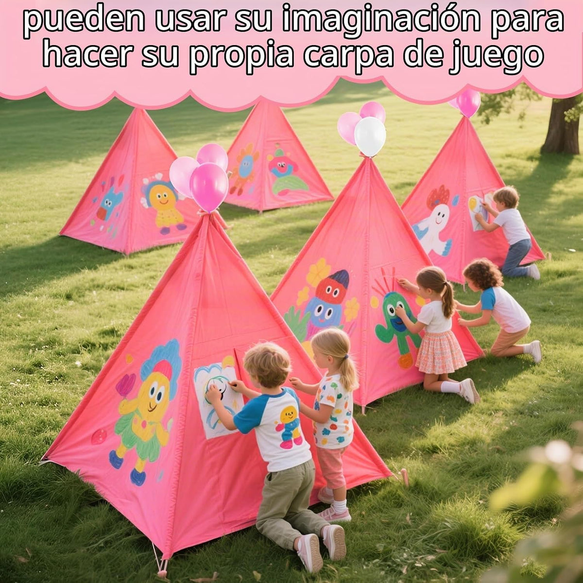 PLULON Paquete de 4 tiendas de campaña tipo tipi para niños y niñas...