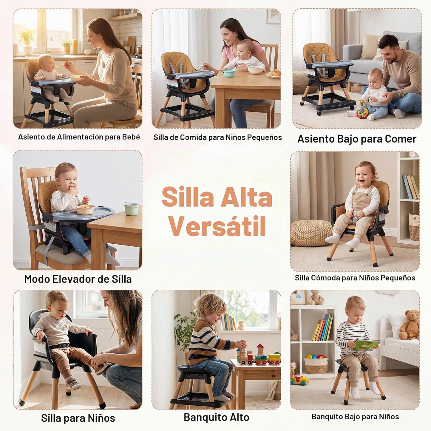 HONEY JOY Silla alta para bebé, silla alta de alimentación converti...