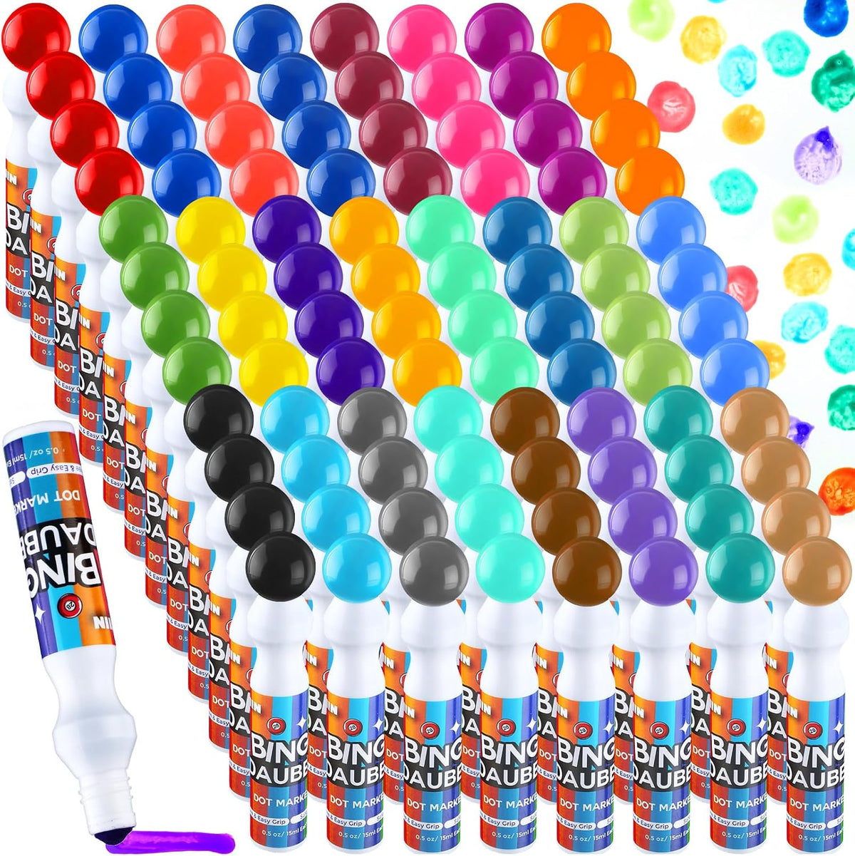 Crtiin Paquete de 96 rotuladores de bingo a granel, 24 colores de m...