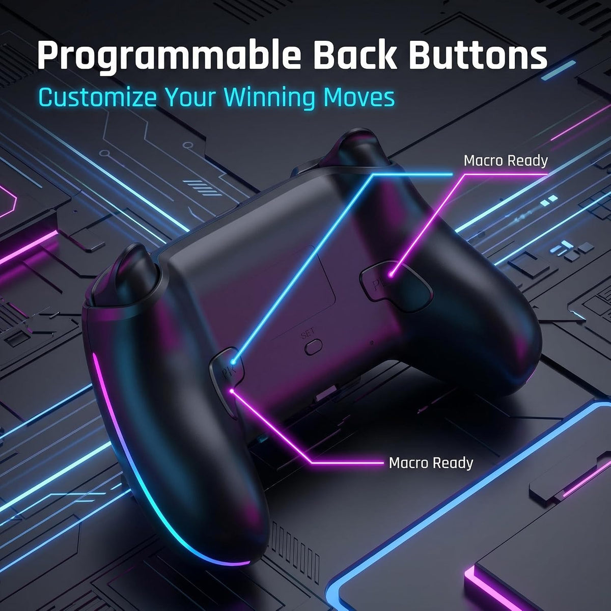 Controlador inalámbrico ZWYSYMX para PS5, efecto de luz RGB, joysti...