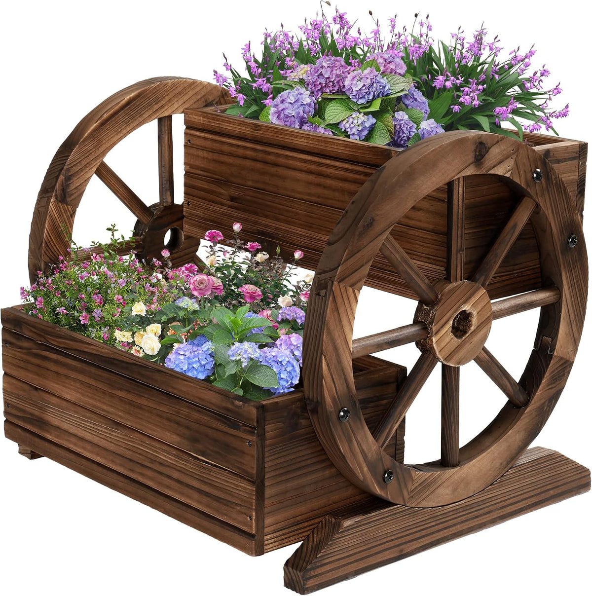 OIPRTGFJ Jardinera de madera con ruedas, maceta decorativa para flo...