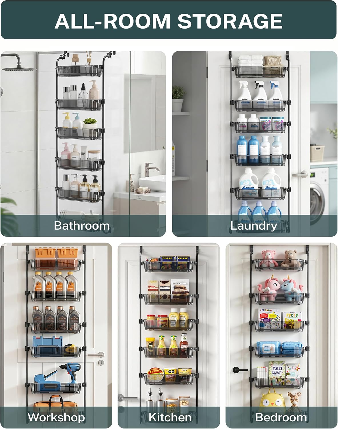 Aveniee Organizador para colgar sobre la puerta, organizador de pue...