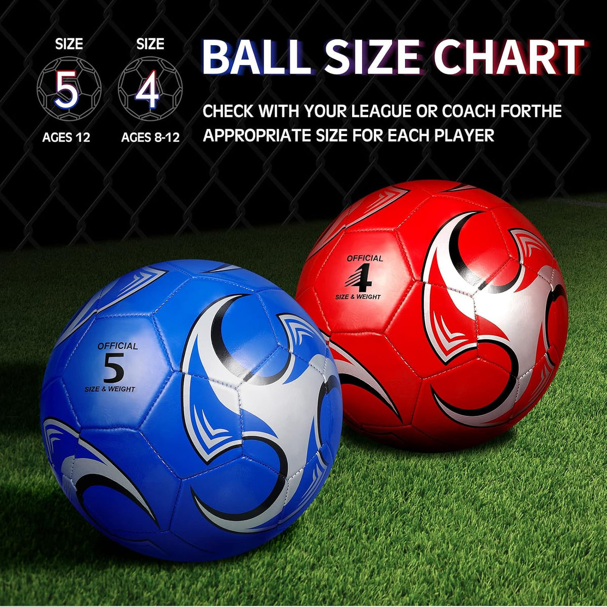 HyDren 2 pelotas de fútbol con inflador, tamaño oficial 4\/5, pelot...