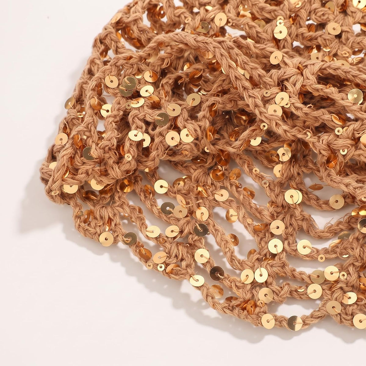Chsoejuf Gorro de Lentejuelas con Purpurina de Verano para Mujer Go...