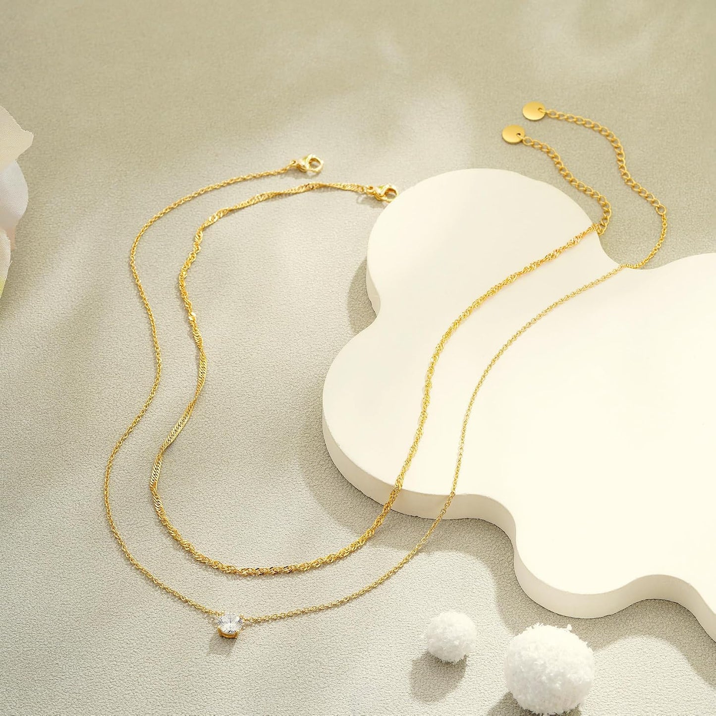 Treasure Bender Collar de oro delicado para mujer sin deslustre, co...