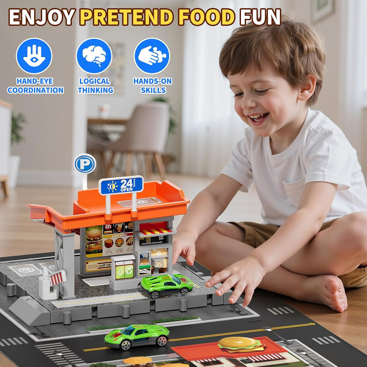 KIZONLY Juegos de coches de juguete, Actividad Drivers Playset, Coc...