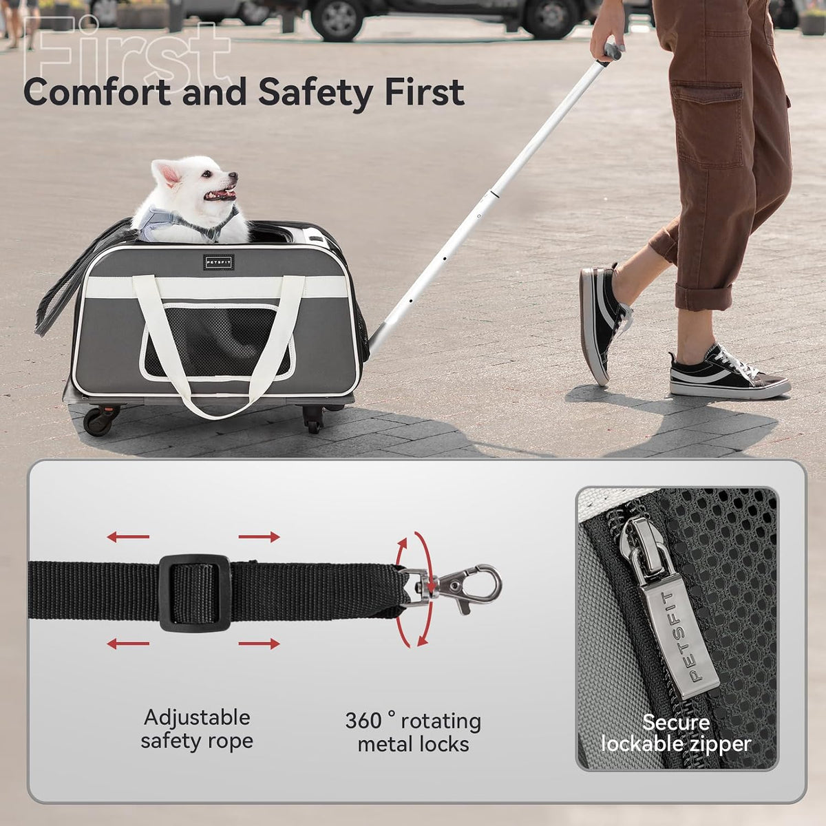 PETSFIT Transportador para gatos aprobado por aerolíneas con ruedas...