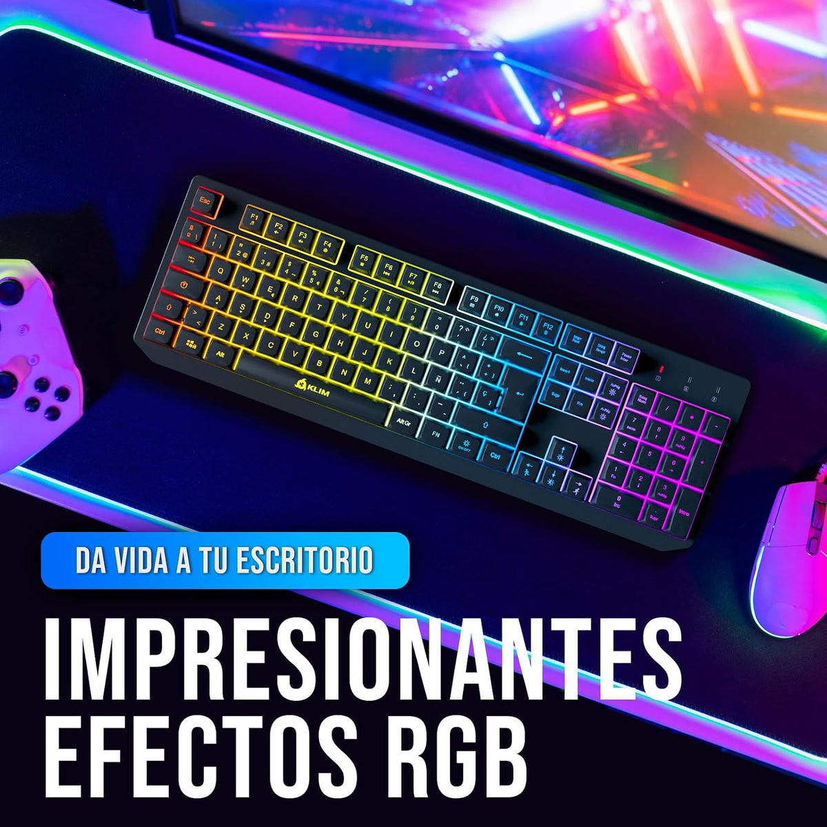 KLIM Chroma Teclado inalámbrico español (España), teclado inalámbri...
