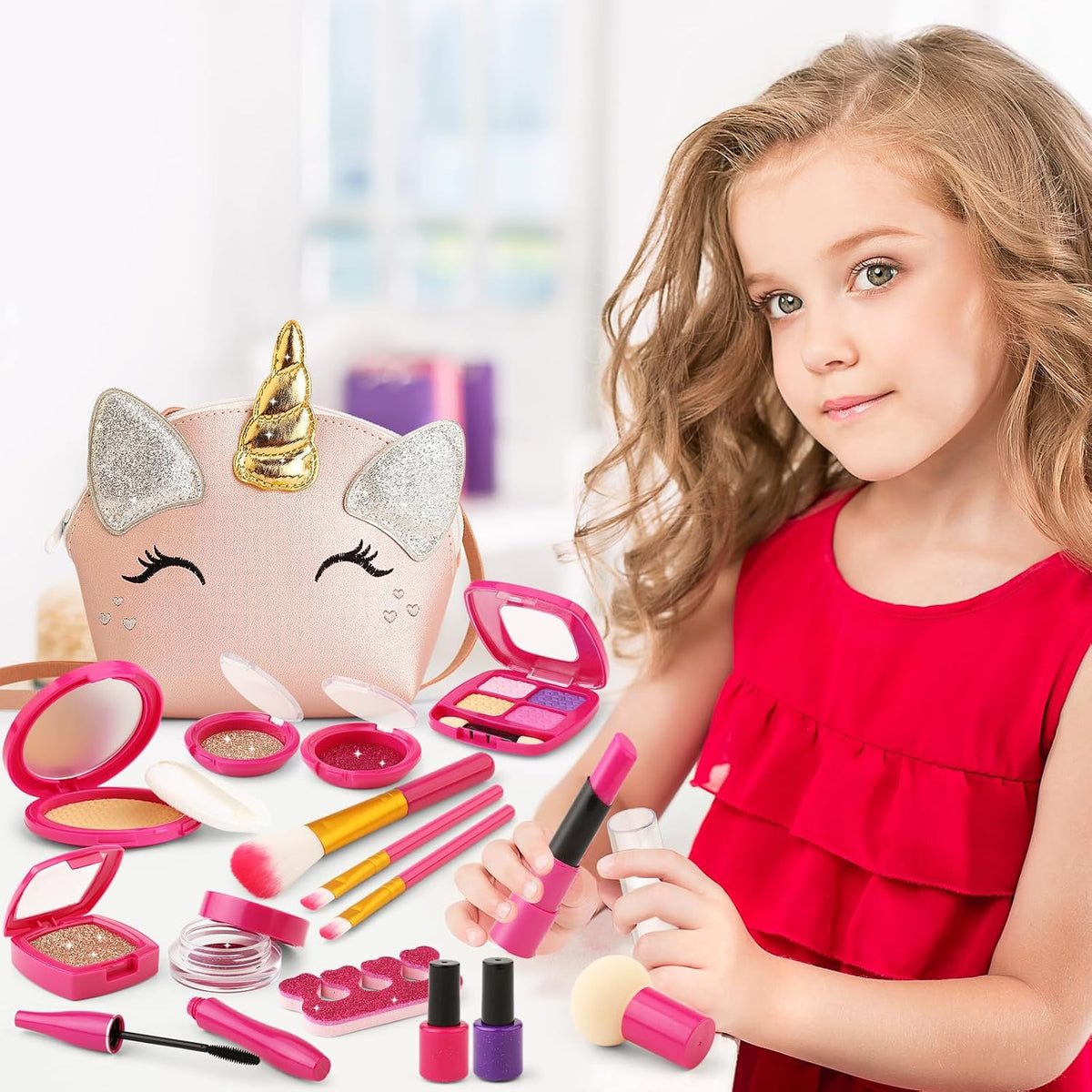 Kit de maquillaje de simulación para regalo de niña de 3, 4, 5 años...