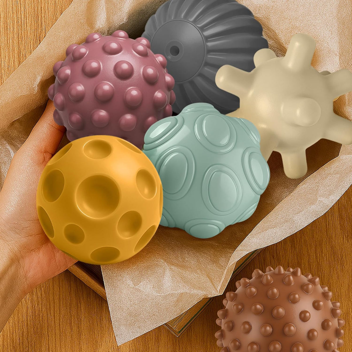 6 bolas de agarre de colores surtidos, juguetes sensoriales con tex...