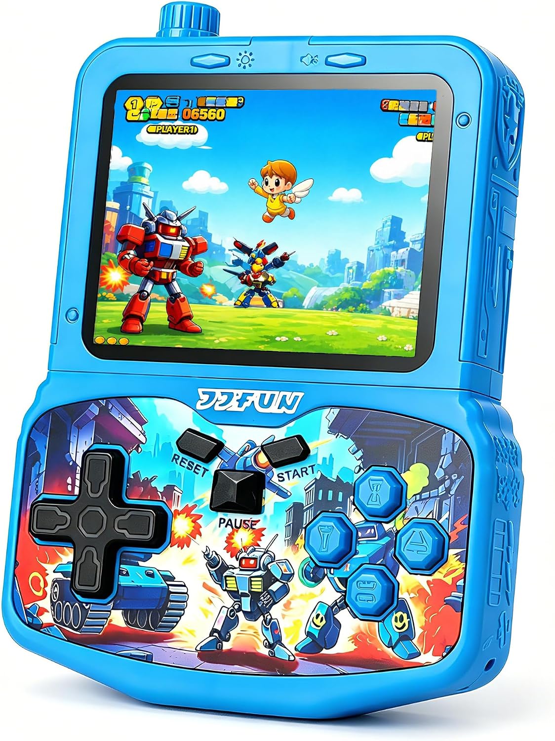 JJFUN Consola de juegos portátil para niños, estilo robot mecha con...