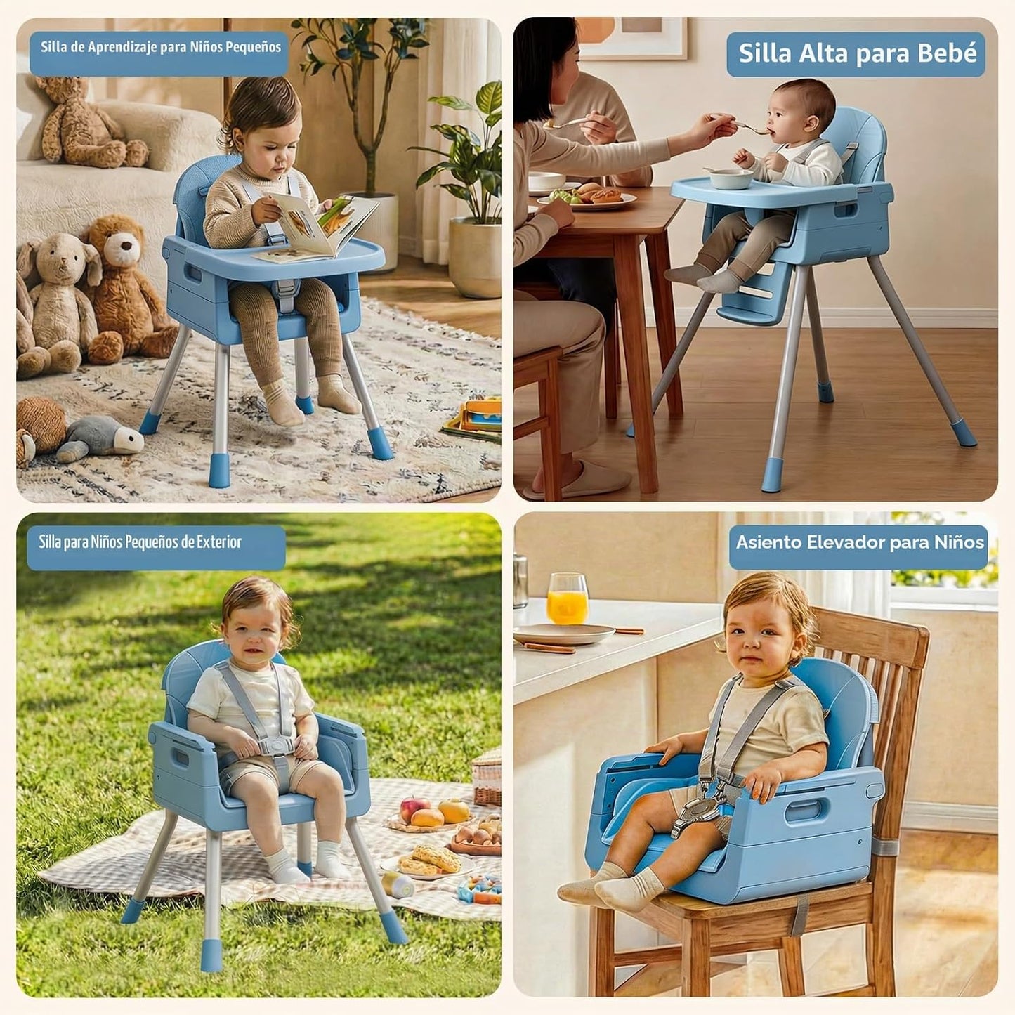 Silla alta 3 en 1 para bebés y niños pequeños, asiento y comedor de...