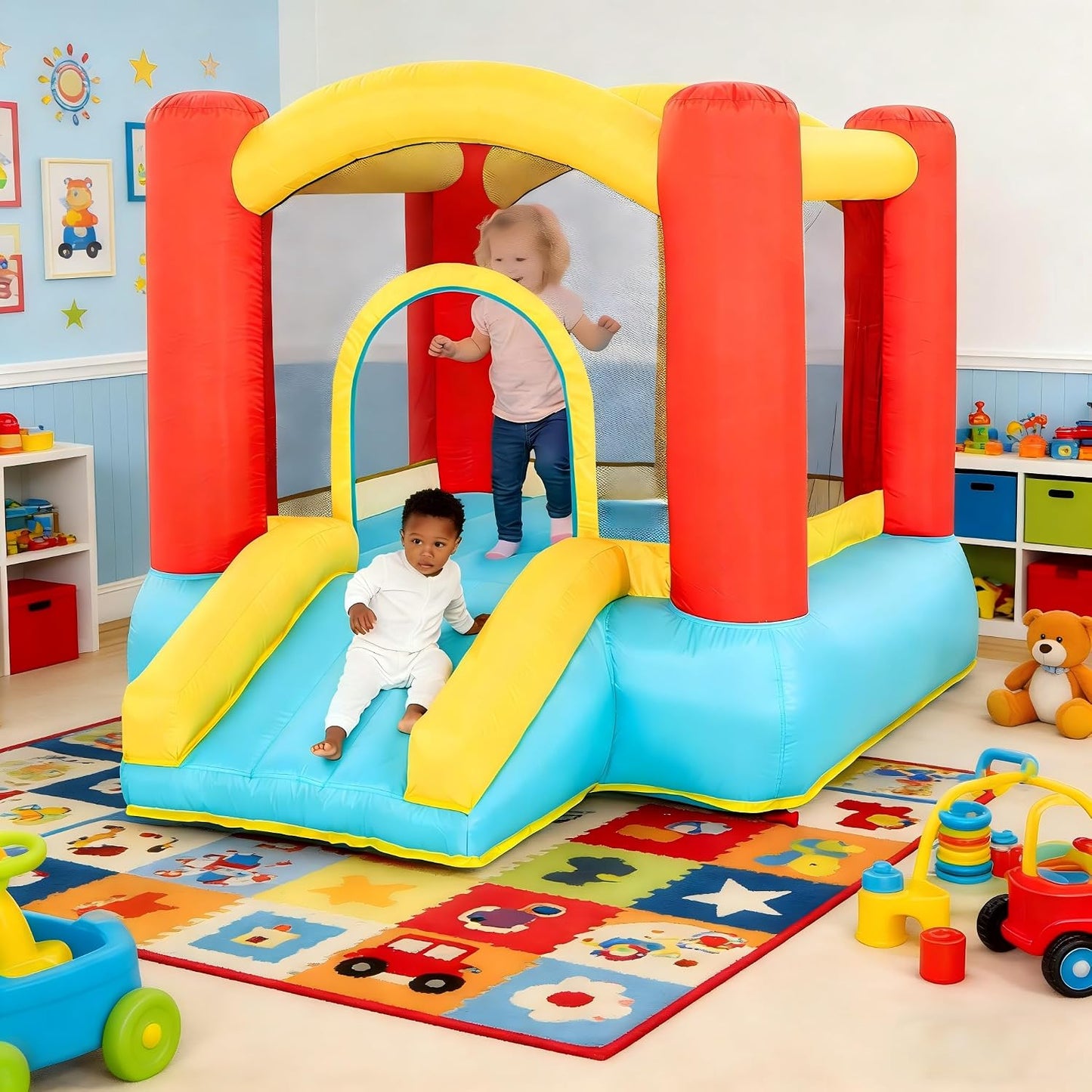 Casa de rebote interior para niños pequeños: pequeño castillo hinch...