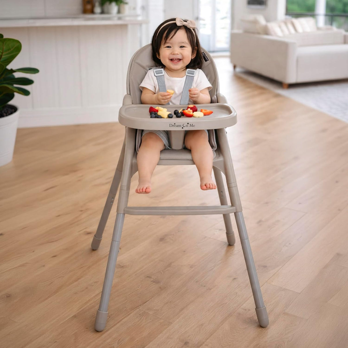 Dream On Me Chomper Champ - Silla alta 2 en 1 en gris nube