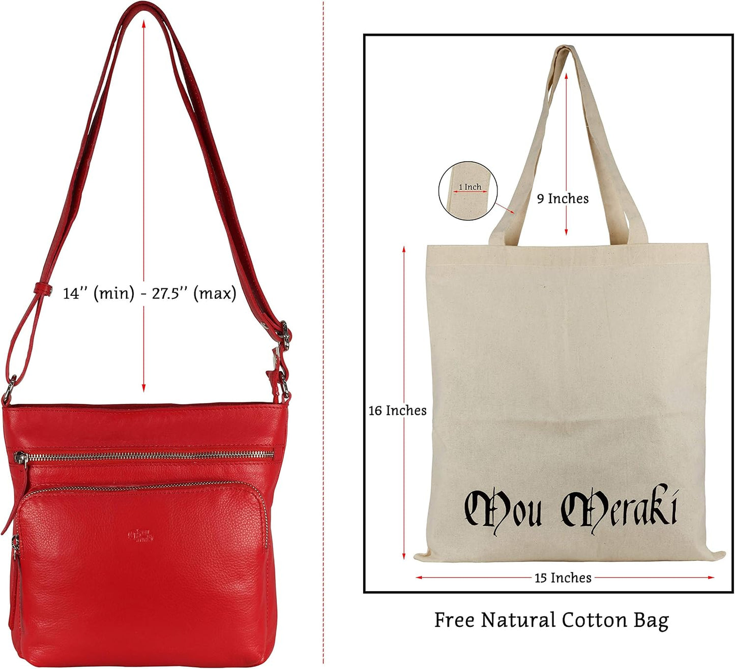 Mou Meraki Bolso cruzado de cuero genuino y bolsos - Bolso cruzado...