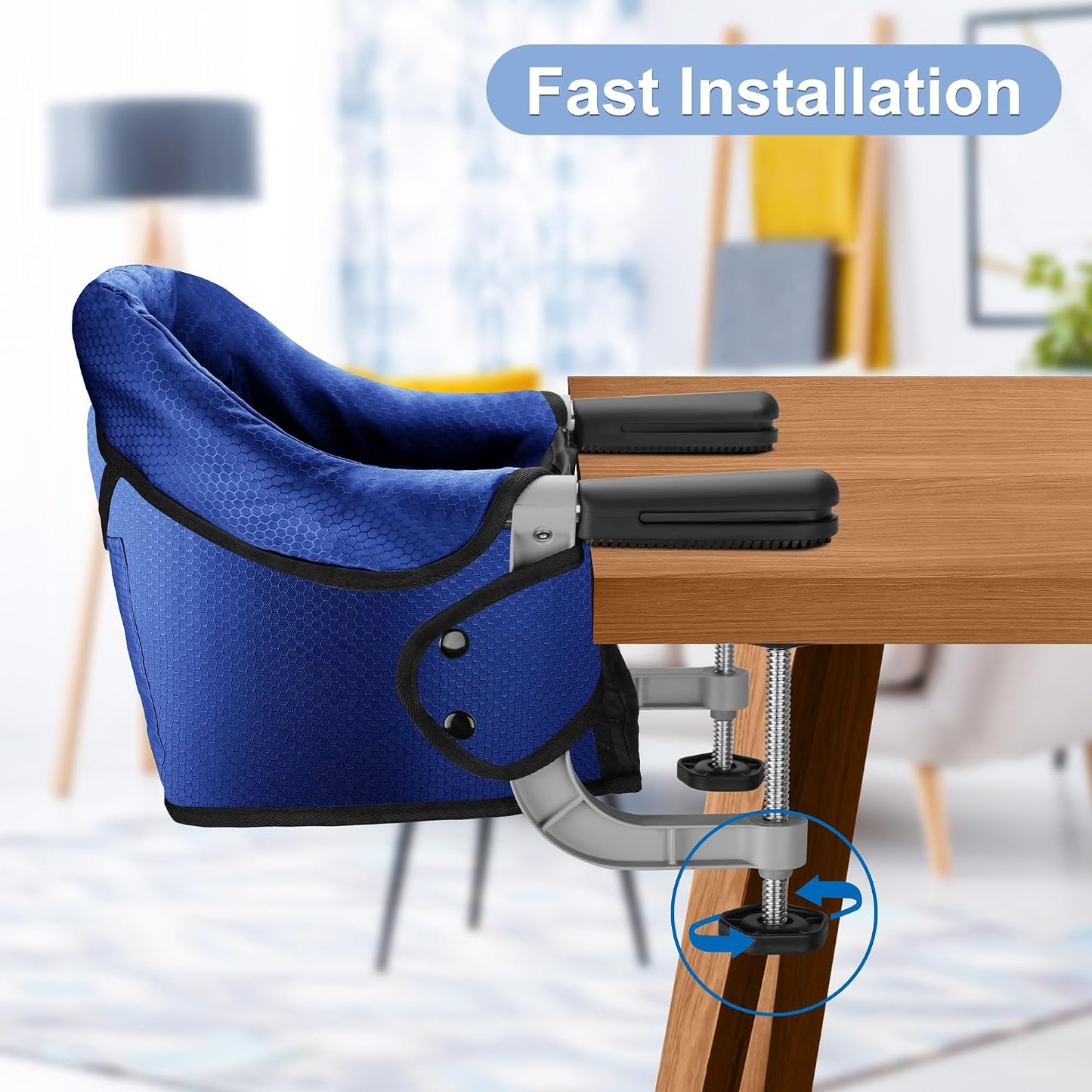 Silla de mesa rápida con gancho en la silla con clip en la mesa, as...