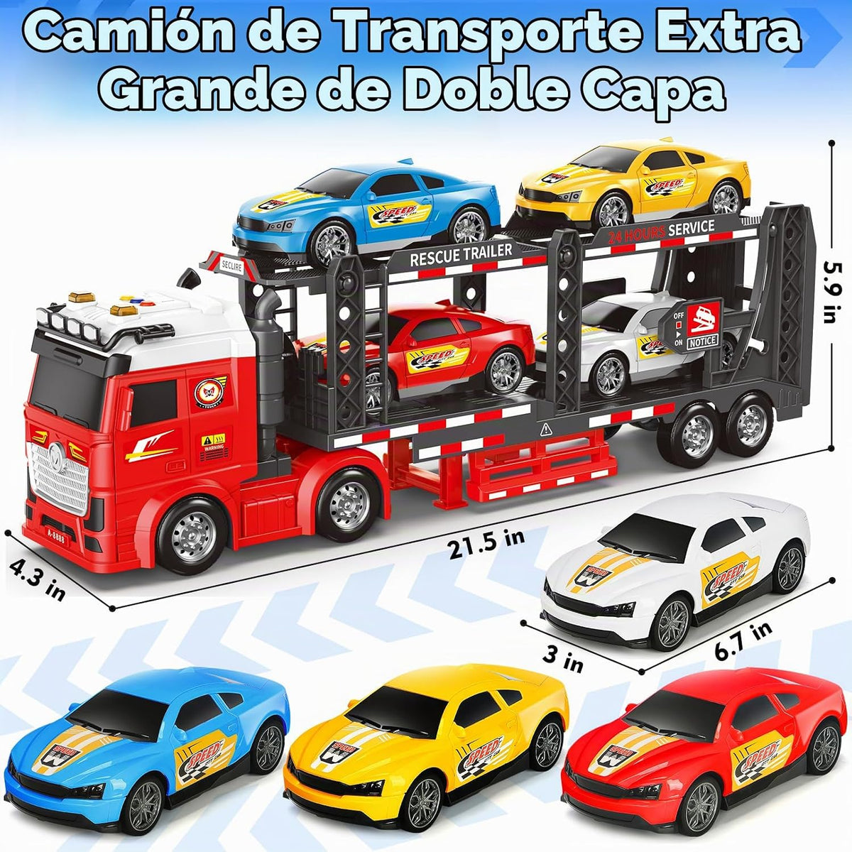 Juguetes para niños de 3, 4, 5, 6, 7 años, camión de carreras de do...
