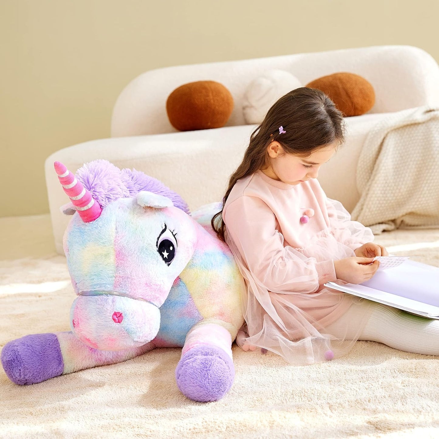 IKASA Juguete de peluche de unicornio gigante, juguetes suaves gran...