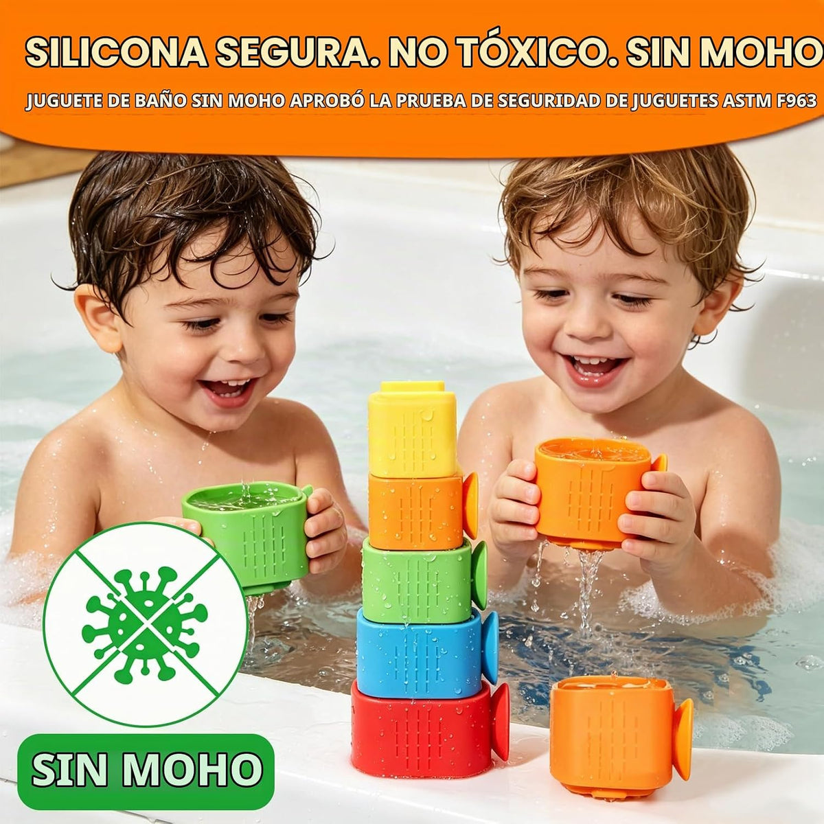 Juguetes de baño con ventosa para niños pequeños: 5 piezas de vasos...