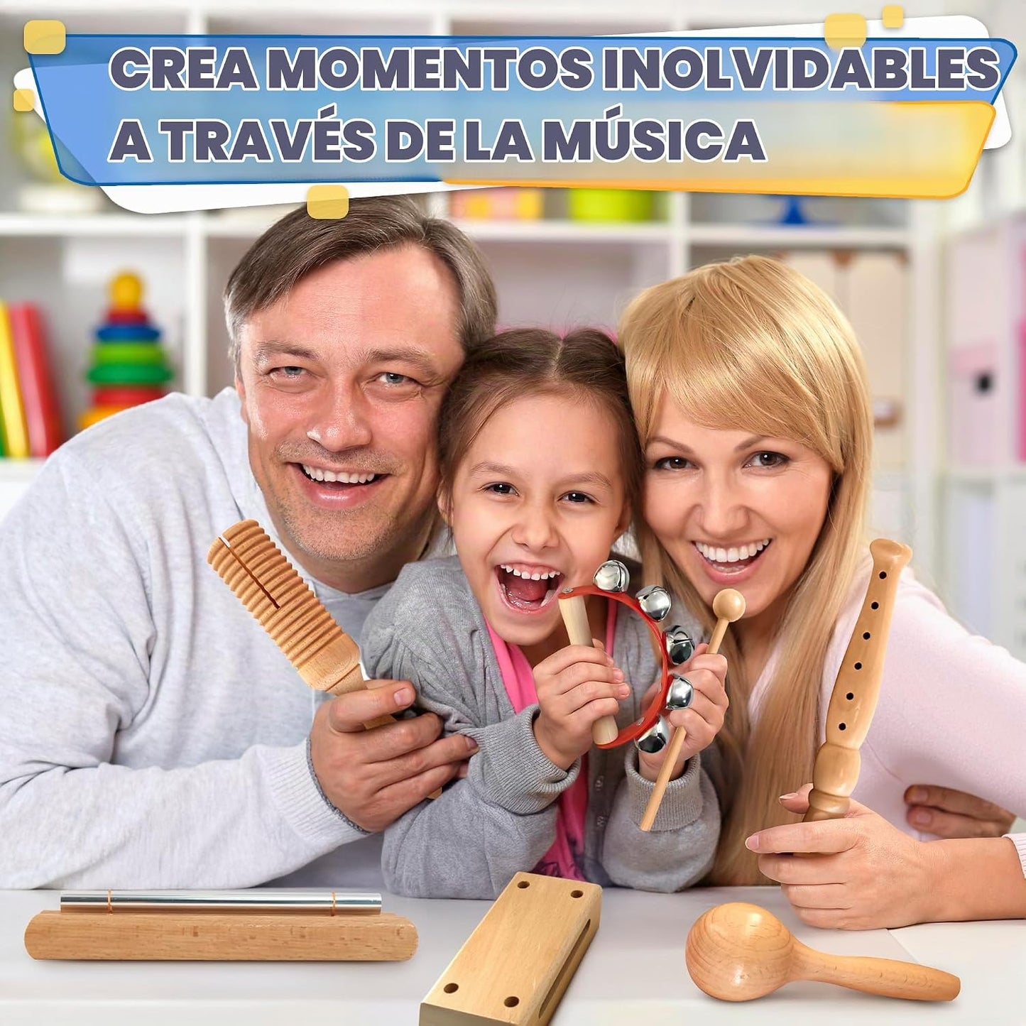 13 instrumentos musicales de madera para adultos y niños, con bolsa...