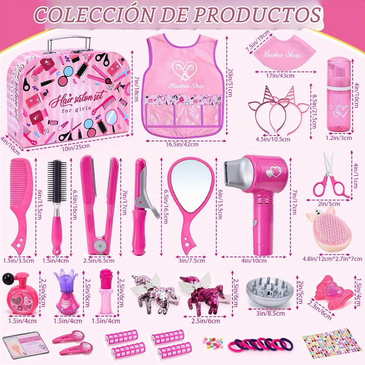Lorfancy 49 piezas de juguetes de salón de cabello para niñas, jueg...