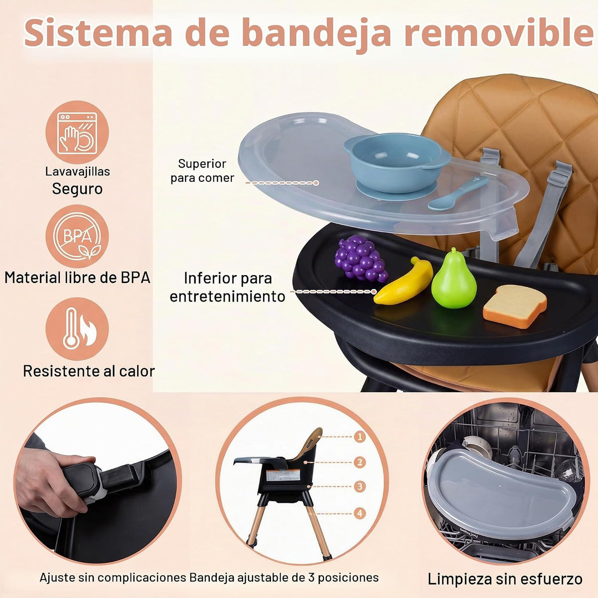 HONEY JOY Silla alta para bebé, silla alta convertible 9 en 1 para...