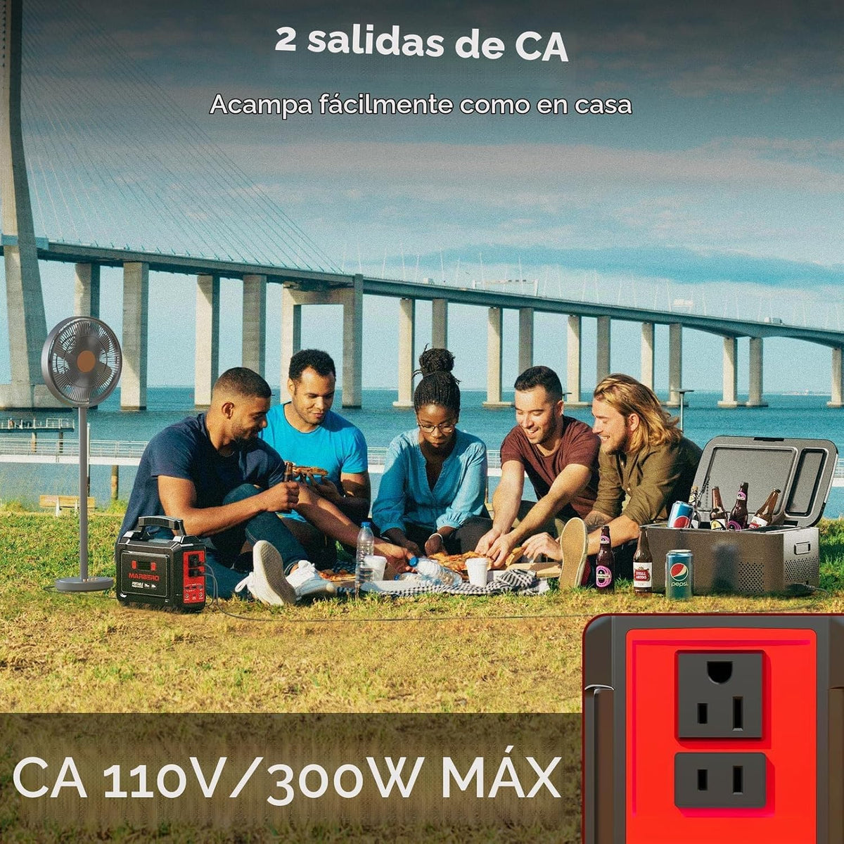 Estación de energía portátil MARBERO de 350W de pico, generador sol...