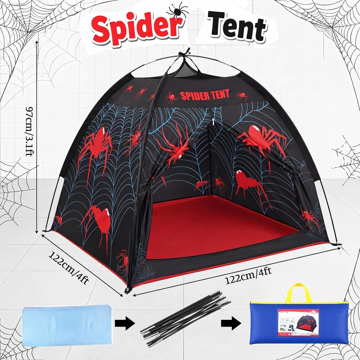Yoojahow Tienda de campaña con temática de araña para adultos, casa...