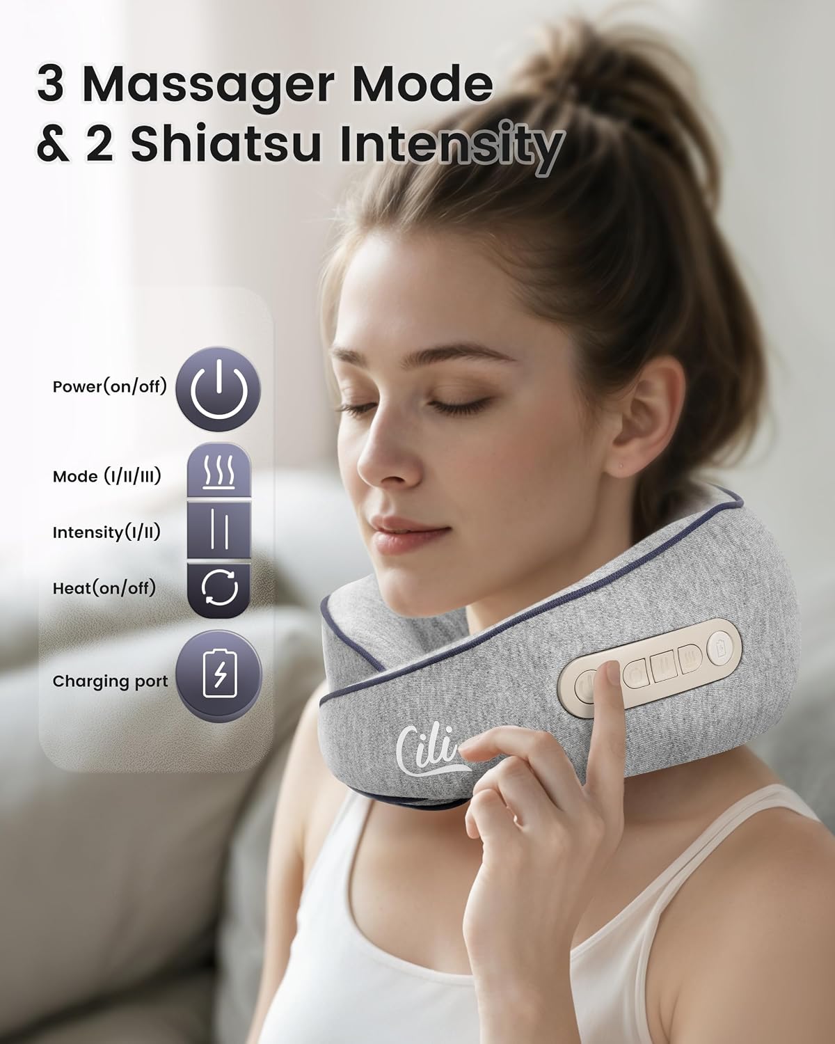 CILI Almohada Masajeadora de Cuello Inalámbrica con Calor, Masajead...