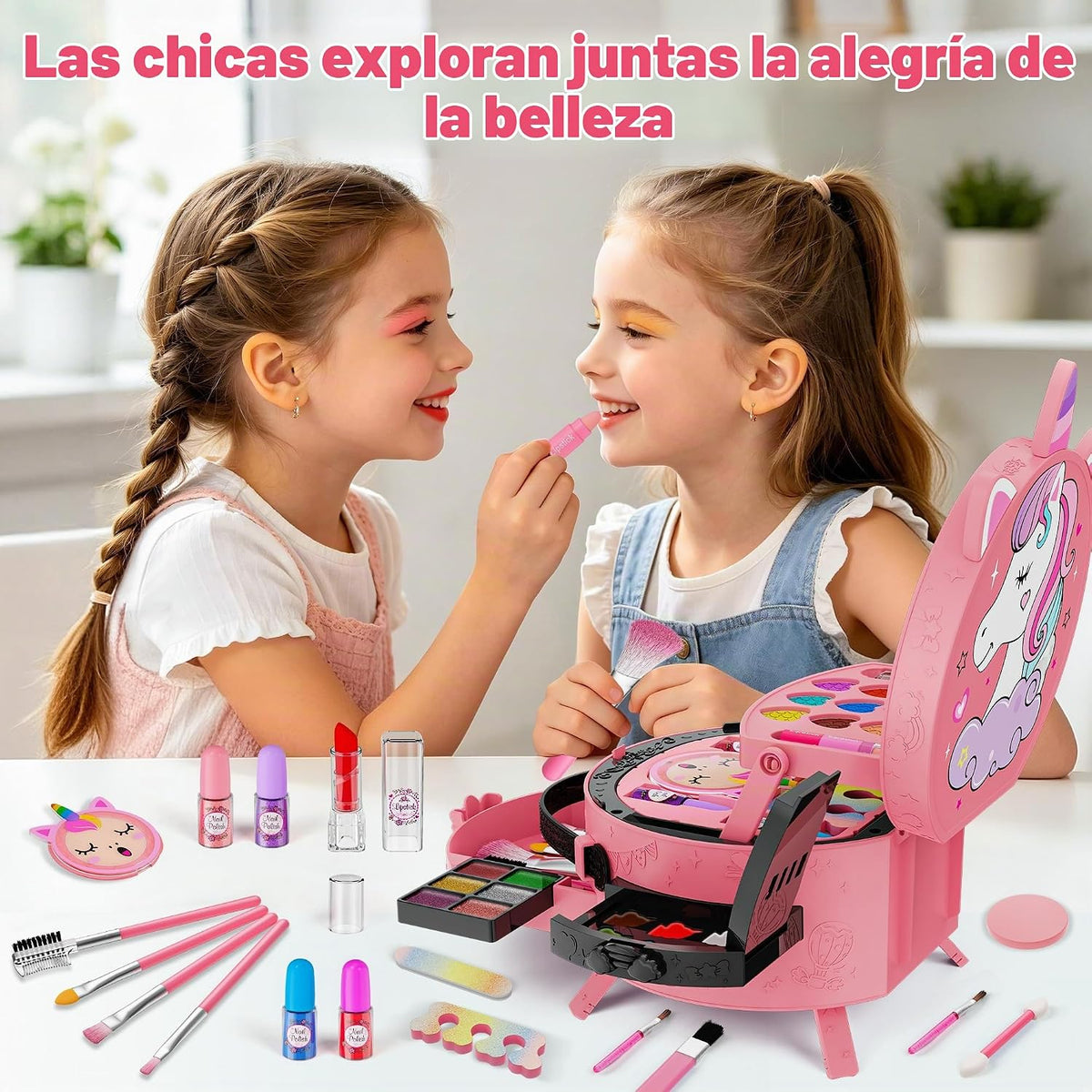 Kit de maquillaje de 59 piezas para niña, estuche de maquillaje lav...