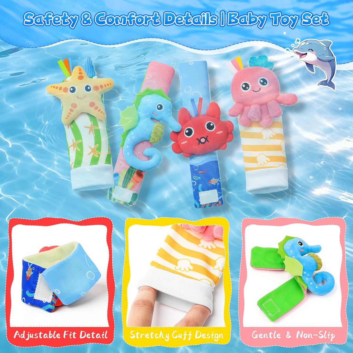 Zendstanding Calcetines de sonajero para bebés de 0 a 6 meses, jueg...