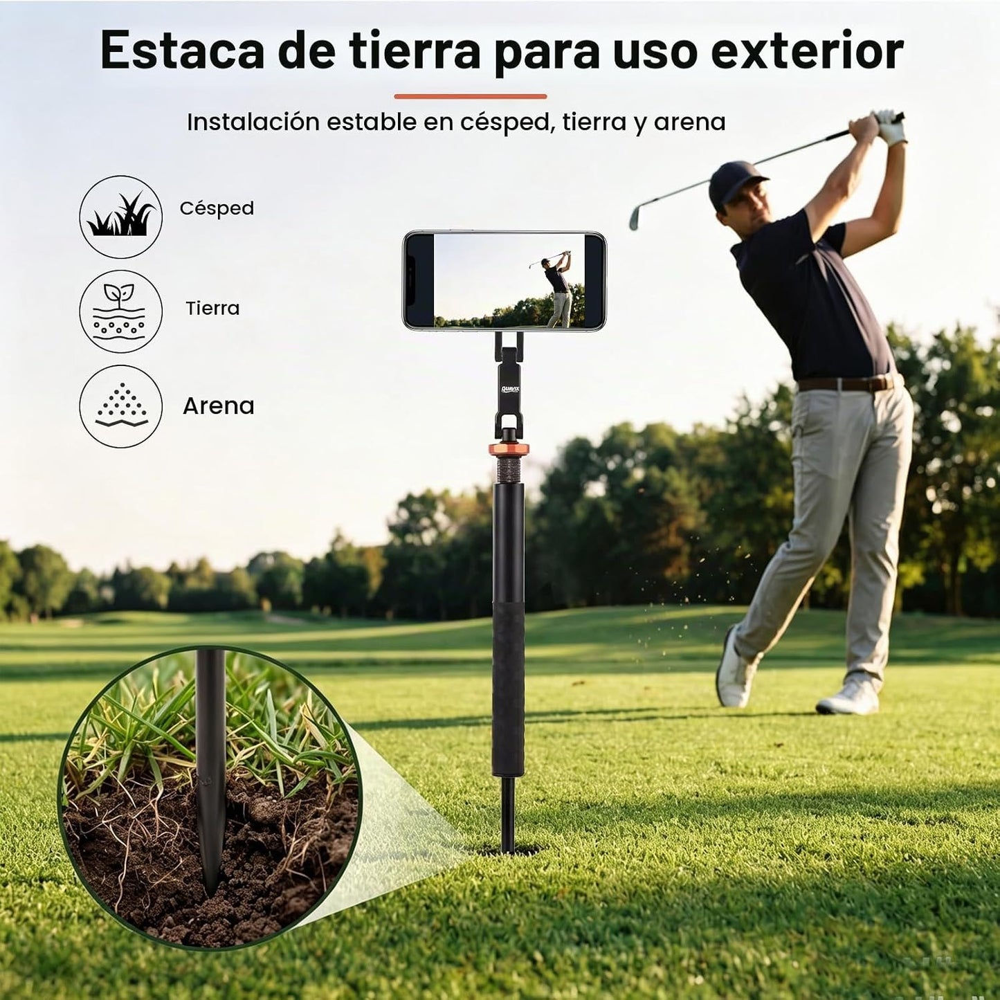 Trípode de golf, soporte de teléfono de golf para grabación de colu...