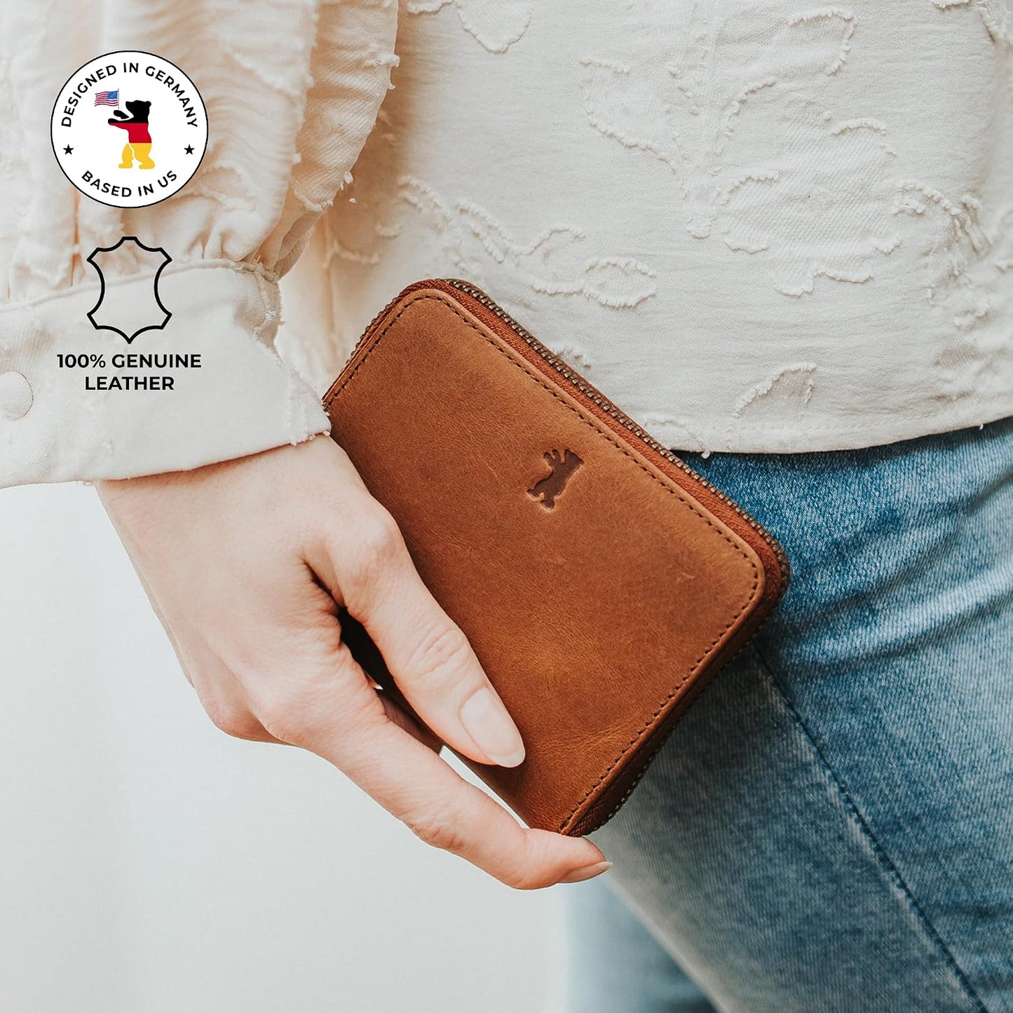 Berliner Bags Cartera de piel Fiona para mujer, cartera compacta co...