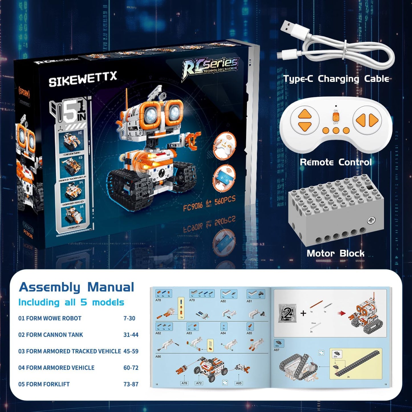 Kit de construcción de robótica STEM 5 en 1, 560 piezas de bloques...