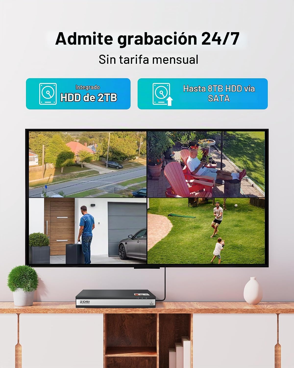 ZOSI Sistema de cámaras de seguridad 3K Lite de 16 canales con dete...