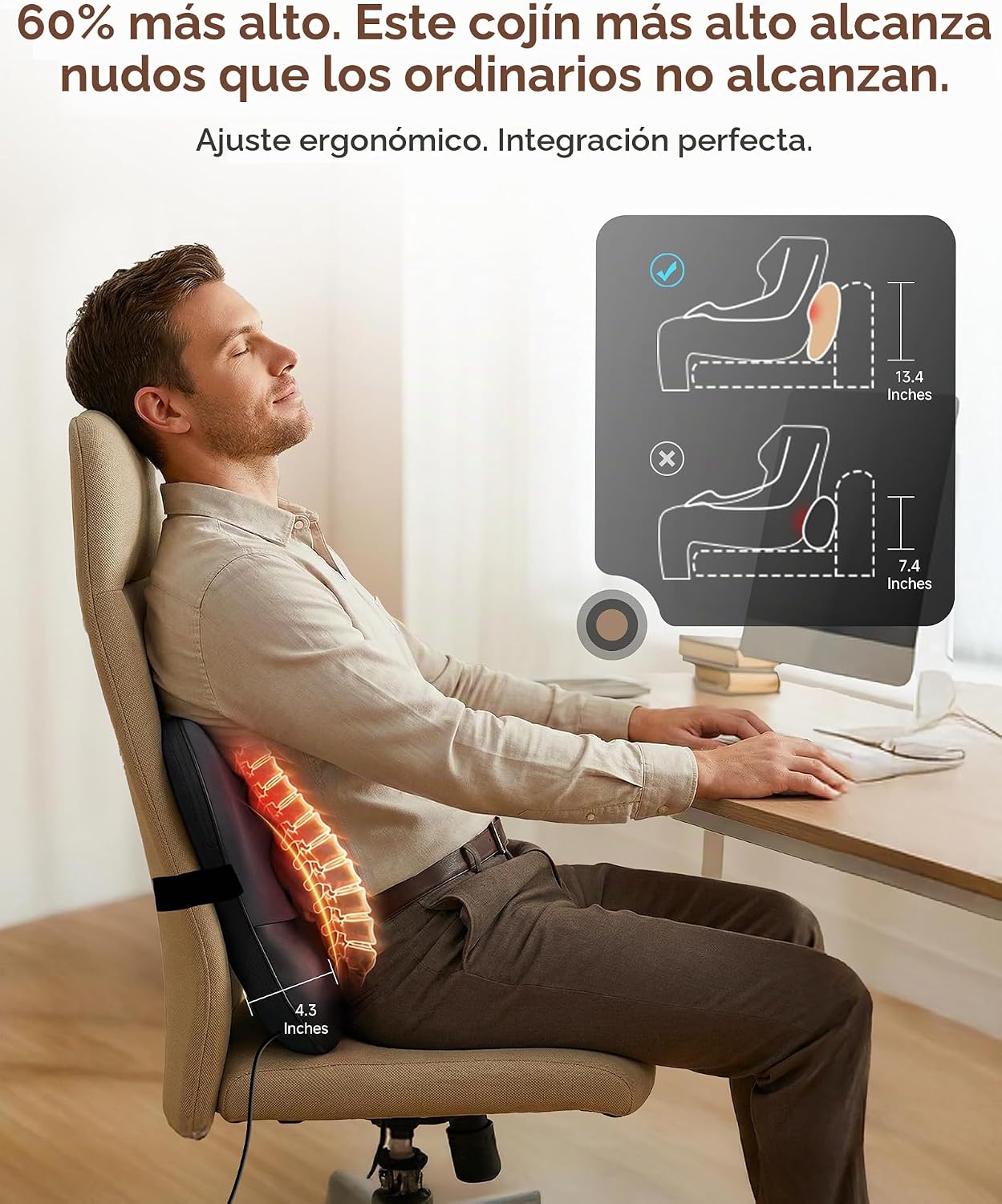 YESMILE Almohada masajeadora de cuello con calor, almohada de masaj...