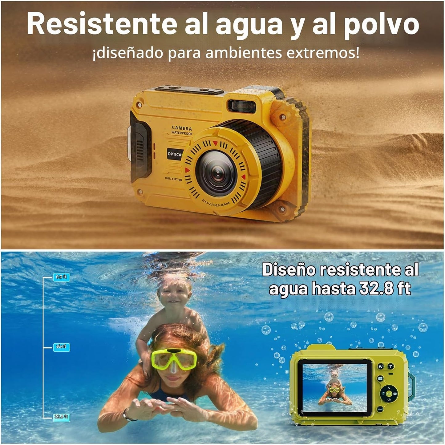 Cámara digital impermeable de 48 MP con tarjeta TF de 32 GB | Panta...