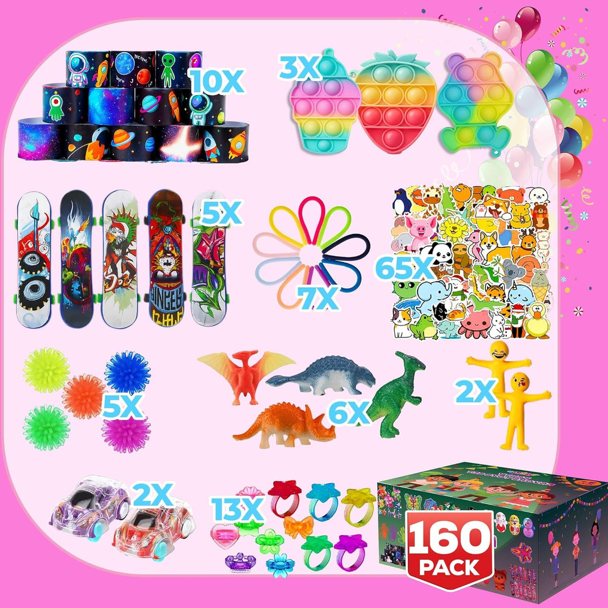 Paquete de 160 Piezas de Juguetes Fidget para Fiestas, Conjunto Sen...