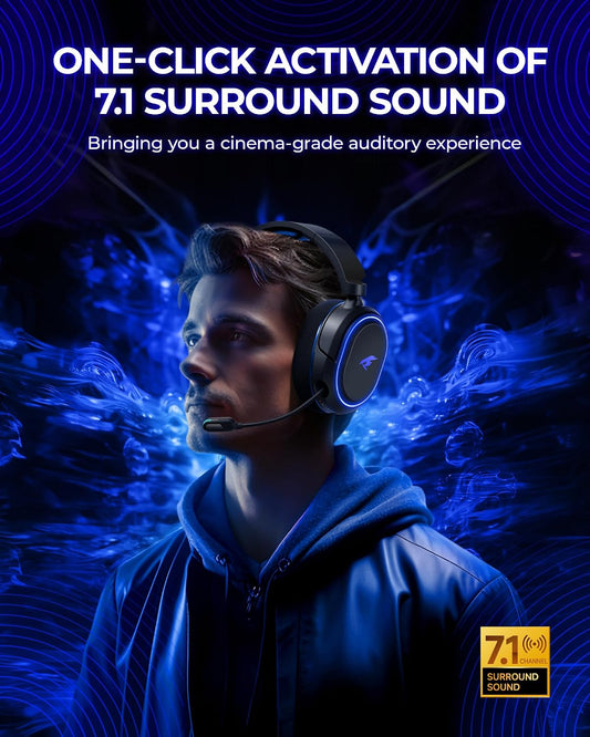 Auriculares inalámbricos para juegos, sonido envolvente 7.1, auricu...