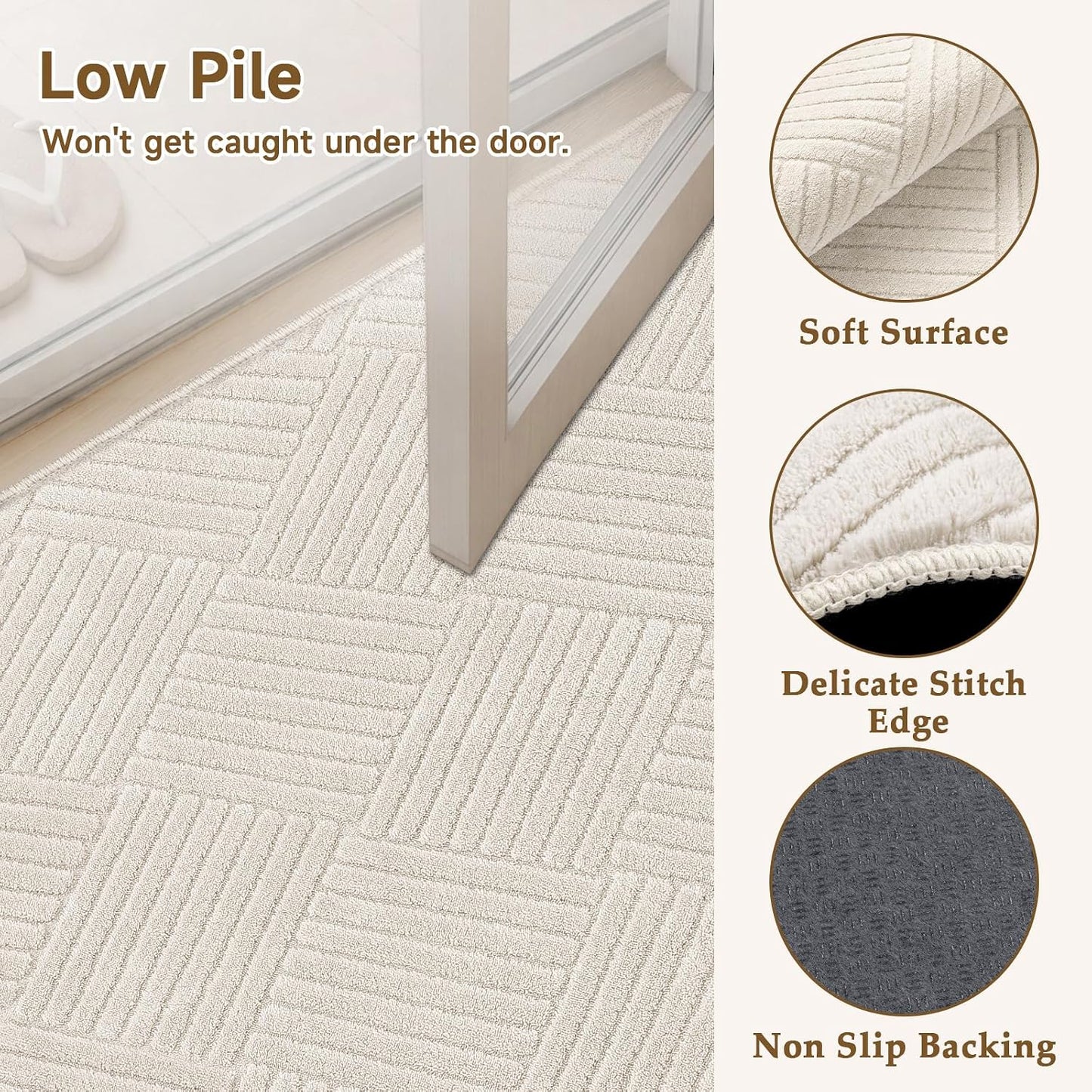 Vaukki Alfombra de sala de estar de 6 x 9, color beige, suave, geom...