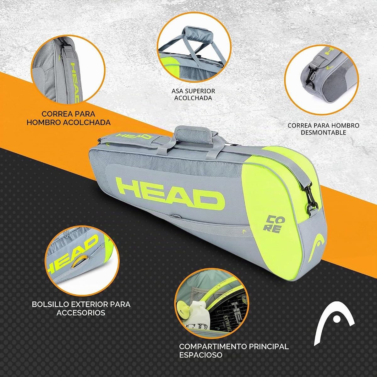 Head Core 3R Pro, bolsa para raquetas de tenis