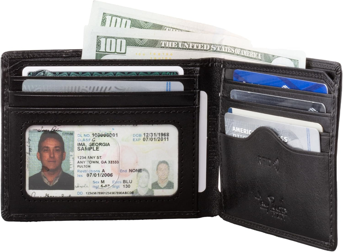Tony Perotti Billetera plegable de piel italiana para hombre con ta...